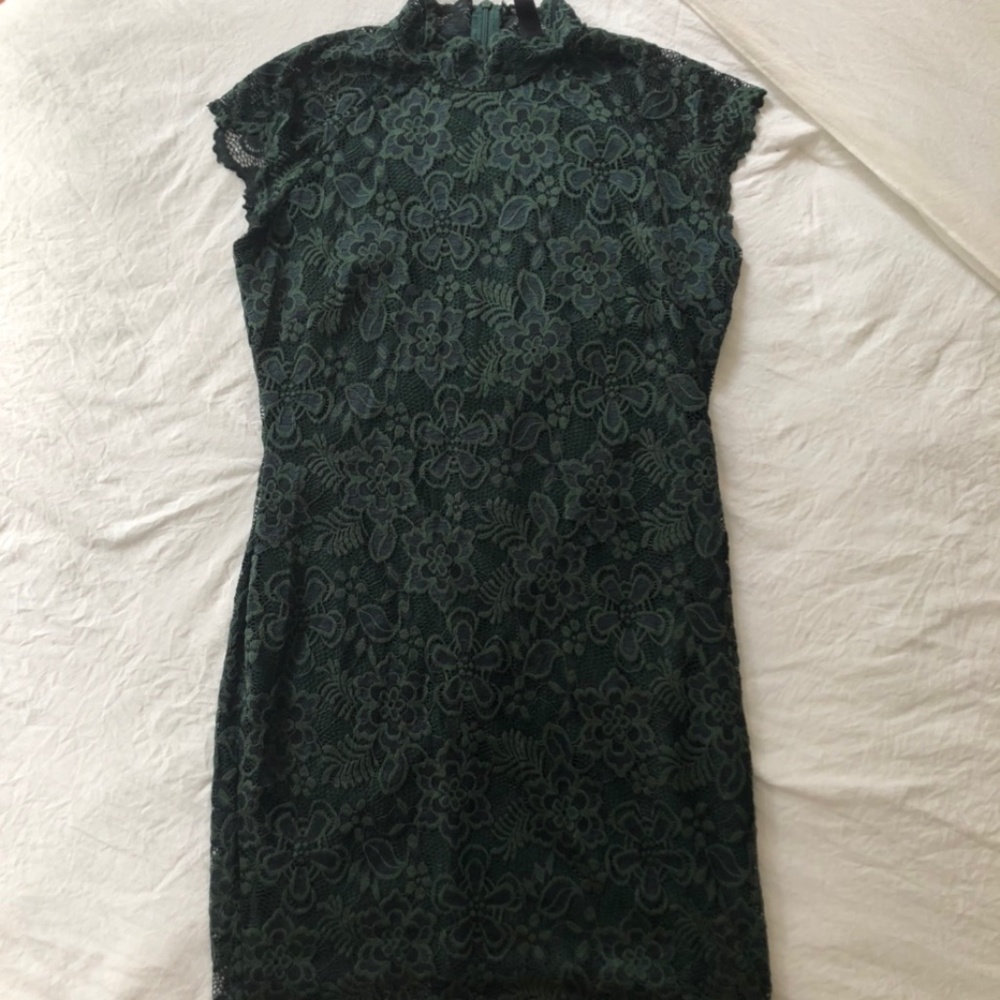 Mock Neck Lace Dress